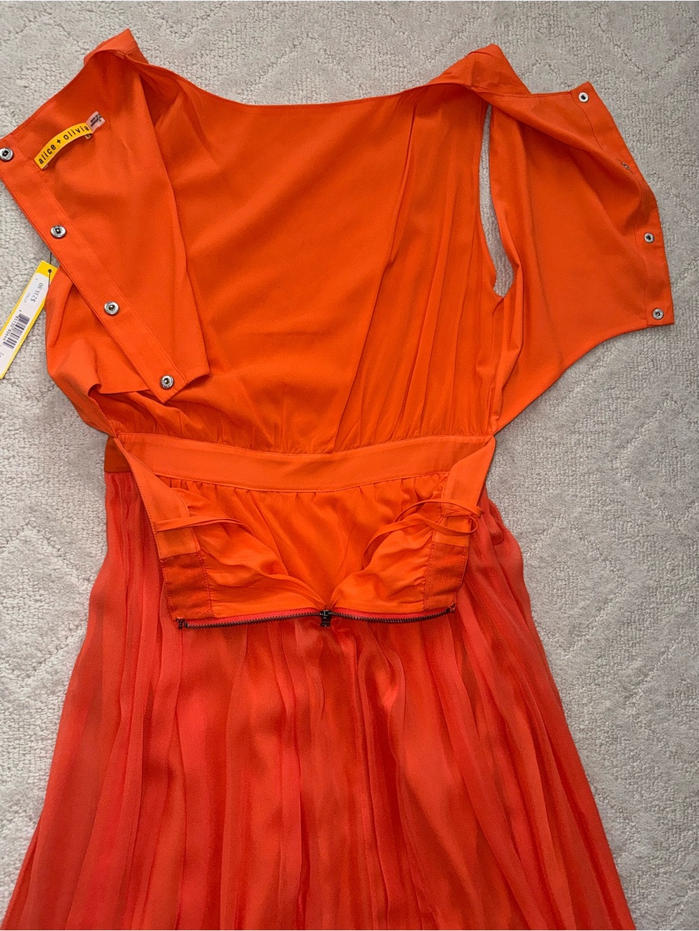 Alice+Olivia by Stacey Bendet Leather Waist Soft Orange Maxi Dress/ Gown/6/NWT - Picture 5 of 17
